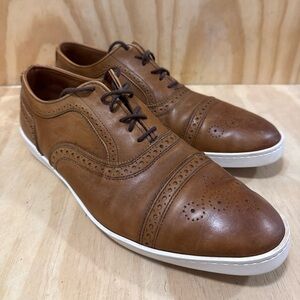 Allen Edmonds Strand Sneak Walnut Brown Leather Cap Toe Oxford Sneaker Sz 11 1/2